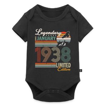 Janvier 1938 Anniversaire homme - Body à manches courtes Premium Bébé - noir - Devant