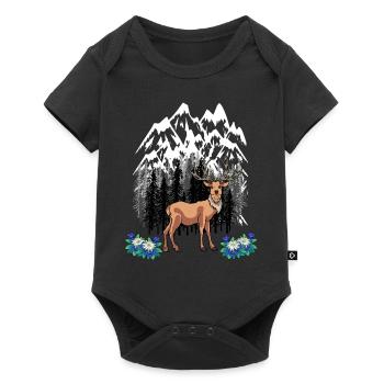 Waldtiere Rotwild Alpen Enzian Naturliebhaber - Baby Premium Kurzarmbody - Schwarz - Vorne