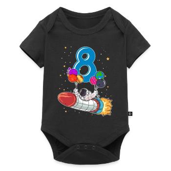 Astronaute 8 ans Space Rocket 8e anniversaire - Body à manches courtes Premium Bébé - noir - Devant