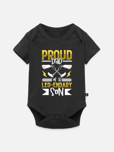 Stolzer Vater - Beinprothese - Baby Premium Kurzarmbody - Schwarz
