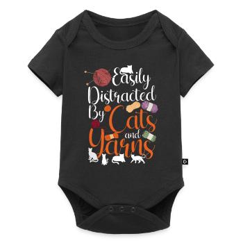 Knitting Knitter Cat Easily - Baby Premium Kurzarmbody - Schwarz - Vorne