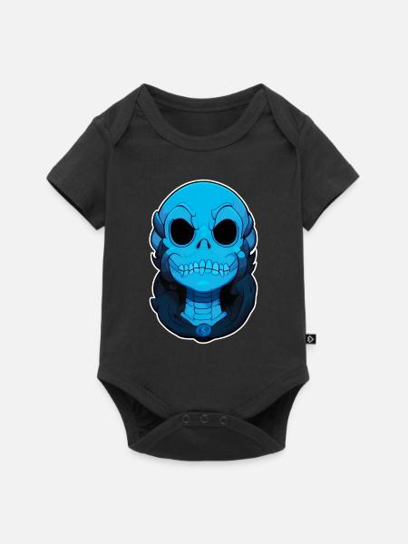 Blauer Monsterschädel - Baby Premium Kurzarmbody - Schwarz