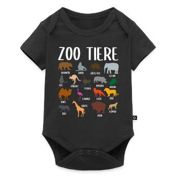 Zoo Tiere Sammlung Mit Namen Zootiere Geschenk - Baby Premium Kurzarmbody - Schwarz - Vorne