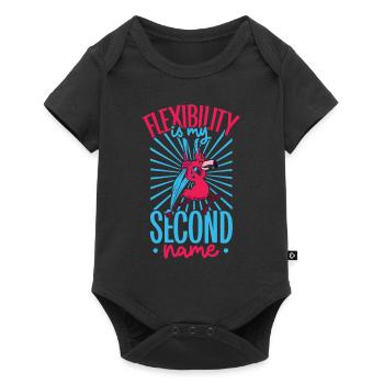 Flamingo beim Aerial Silks - Baby Premium Kurzarmbody - Schwarz - Vorne