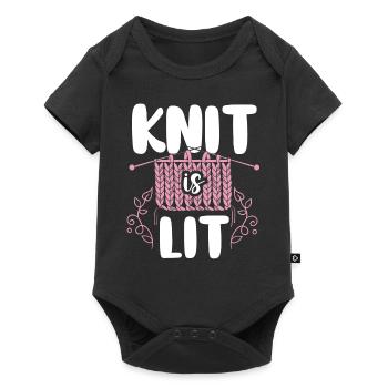 Knitting Knitter Pun Knit Is Lit - Baby Premium Kurzarmbody - Schwarz - Vorne
