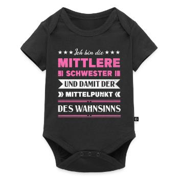 Mittelkind Sandwichkind Mittlere Schwester - Baby Premium Kurzarmbody - Schwarz - Vorne