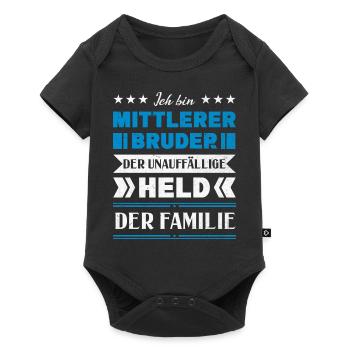 Mittelkind Sandwichkind Mittlerer Bruder - Baby Premium Kurzarmbody - Schwarz - Vorne
