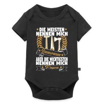 Zimmermann Papa Holzbauer Vater Zimmerer Holzbau - Baby Premium Kurzarmbody - Schwarz - Vorne