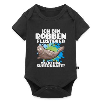Ich Bin Robben Flüsterer Was Ist Deine Superkraft - Baby Premium Kurzarmbody - Schwarz - Vorne