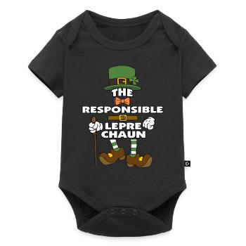 The Responsible Leprechaun St Patrick's Day - Baby Premium Kurzarmbody - Schwarz - Vorne