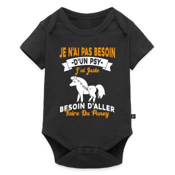 cadeau cheval poney besoin d'aller faire du poney - Body à manches courtes Premium Bébé - noir - Devant