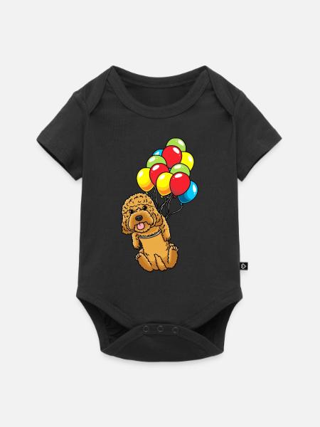 Cockapoo Hund Mit Luftballons - Baby Premium Kurzarmbody - Schwarz