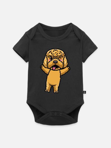 Kawaii Cockapoo Hund Emoticon - Baby Premium Kurzarmbody - Schwarz