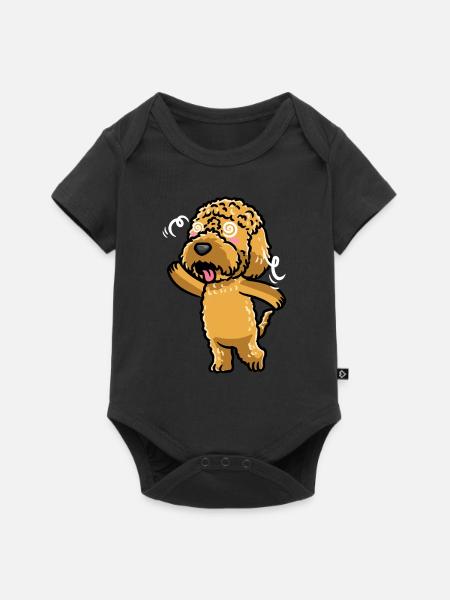Kawaii Cockapoo Hund Emoticon - Baby Premium Kurzarmbody - Schwarz