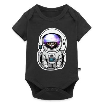 chat astronaute dans l espace - Body à manches courtes Premium Bébé - noir - Devant