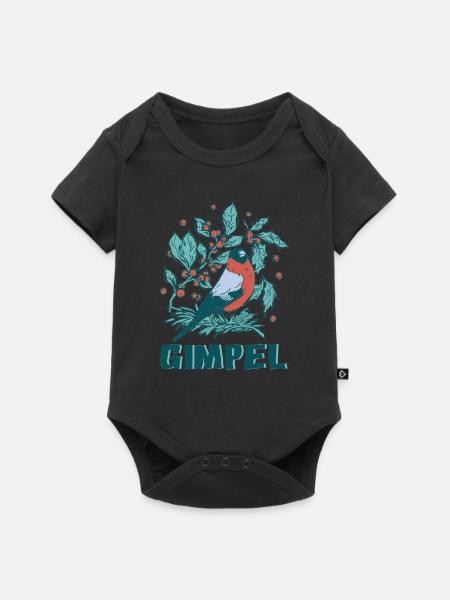 Gimpel Vogel Dompfaff Blutfink - Baby Premium Kurzarmbody - Schwarz