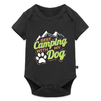 Logo pour les amoureux des chiens avec Paw On Camping - Body à manches courtes Premium Bébé - noir - Devant