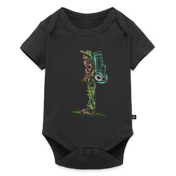 Line Design Lineart Backpacker On Camping - Baby Premium short-sleeve bodysuit - black - Front