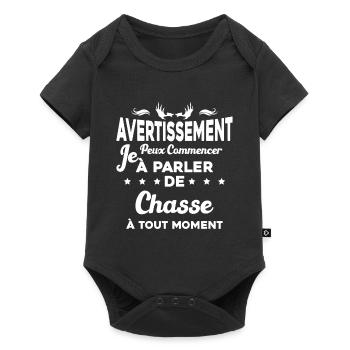 Parler de chasse à tout moment Humour chasseur - Body à manches courtes Premium Bébé - noir - Devant