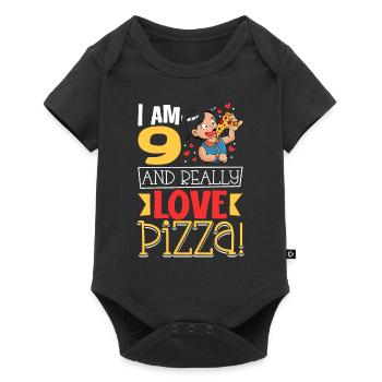 J’ai 9 ans - Girl Pizza - Body à manches courtes Premium Bébé - noir - Devant