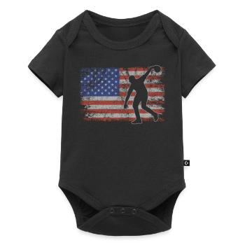Bowling Retro USA Flag Bowling 4th of July - Baby Premium short-sleeve bodysuit - black - Front