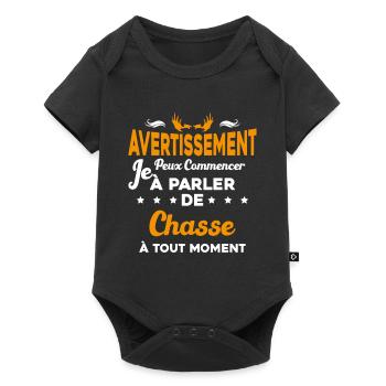 Parler de chasse à tout moment Humour chasseur - Body à manches courtes Premium Bébé - noir - Devant