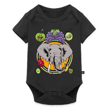 Elephant Summer Fruit Fruits Vitamins Healthy Child - Baby Premium short-sleeve bodysuit - black - Front