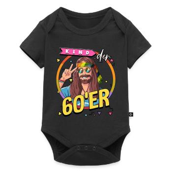 Kind der 60er Jahre Mann Kostüm - Baby Premium Kurzarmbody - Schwarz - Vorne
