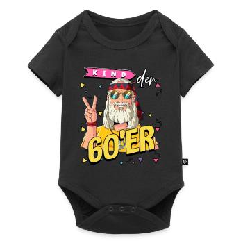 Kind der 60er Jahre Alter Mann Kostüm - Baby Premium Kurzarmbody - Schwarz - Vorne