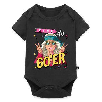 Kind der 60er Jahre Alte Frau Kostüm - Baby Premium Kurzarmbody - Schwarz - Vorne