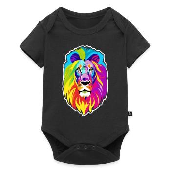 Tete de lion multicolore - Body à manches courtes Premium Bébé - noir - Devant