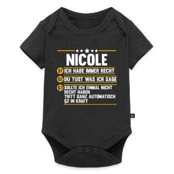 Nicole - Baby Premium Kurzarmbody - Schwarz - Vorne