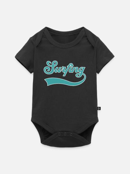 Surfen Schriftzug - Baby Premium Kurzarmbody - Schwarz
