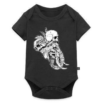 Elephant head // Indian style // Skull - Baby Premium short-sleeve bodysuit - black - Front