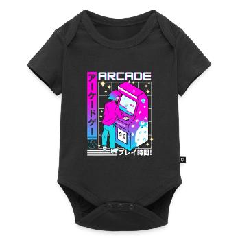 Retro Futuristic Series: Japanisch - Arcade - Baby Premium Kurzarmbody - Schwarz - Vorne