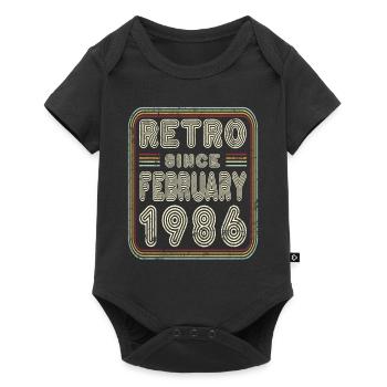 Anniversaire Février 1986 Cadeau rétro - Body à manches courtes Premium Bébé - noir - Devant
