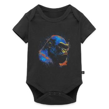 Colored Gorilla Head - Baby Premium short-sleeve bodysuit - black - Front