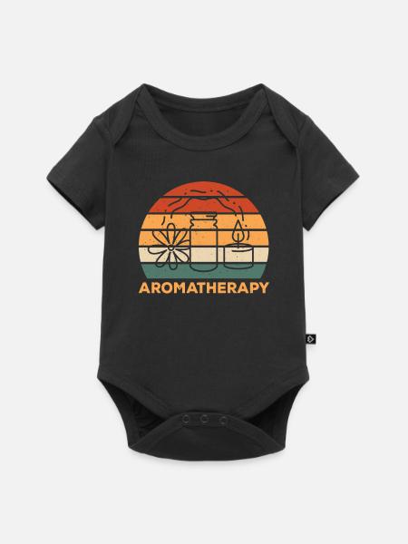 Retro Aromatherapie Design - Baby Premium Kurzarmbody - Schwarz