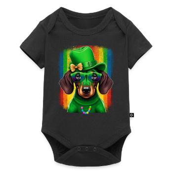 St. Patrick's Day Dachshund Viennese Dog Clover - Baby Premium short-sleeve bodysuit - black - Front