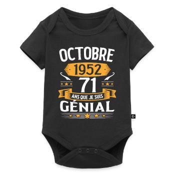 Octobre 1952 71 Ans Que Je Suis Génial Cadeau - Body à manches courtes Premium Bébé - noir - Devant