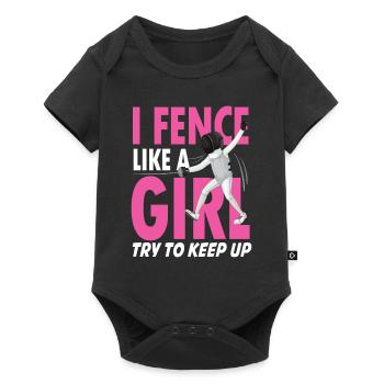 I Fence Try To Keep Up für einen Fechterin - Baby Premium Kurzarmbody - Schwarz - Vorne
