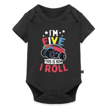 Boys 5 Years Old 5th Birthday Monster Truck - Baby Premium short-sleeve bodysuit - black - Front