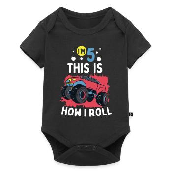 Boys 5 Years Old 5th Birthday Monster Truck - Baby Premium short-sleeve bodysuit - black - Front