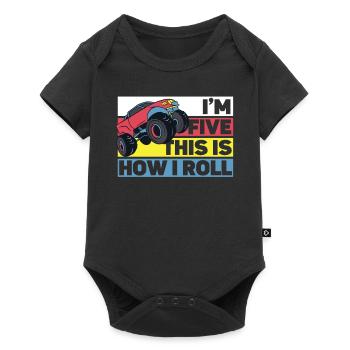 Boys 5 Years Old 5th Birthday Monster Truck - Baby Premium short-sleeve bodysuit - black - Front