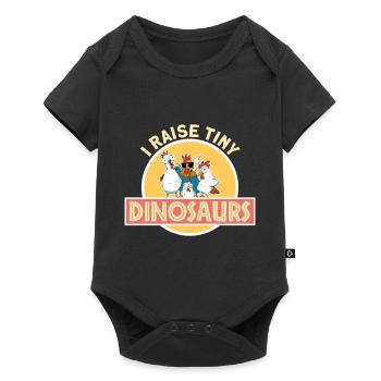 J’élève un minuscule dinosaure éleveur de coq de poulet Dino - Body à manches courtes Premium Bébé - noir - Devant