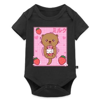Kawaii Sea Otter Milkberry Milkberry Shake Otaku - Body à manches courtes Premium Bébé - noir - Devant