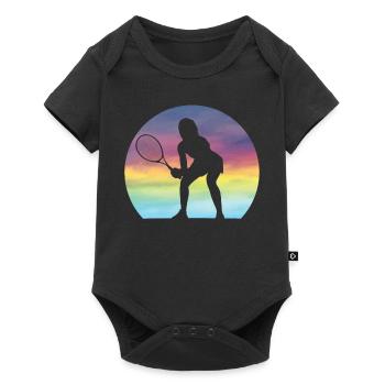 Women's Tennis Player Silhouette Girls Cute - Baby Premium short-sleeve bodysuit - black - Front