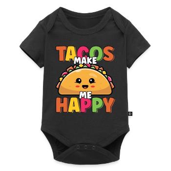 Tacos Make Me Happy Cute Funny Taco Lover Cinco - Baby Premium short-sleeve bodysuit - black - Front