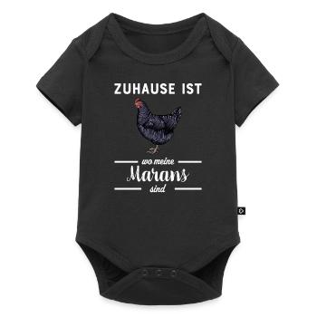 Maran Huhn I Henne Ei Hahn Motiv für Hühnerhalter - Baby Premium Kurzarmbody - Schwarz - Vorne