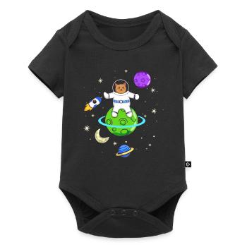 Astronaut Lovers Cat Propriétaires - Body à manches courtes Premium Bébé - noir - Devant